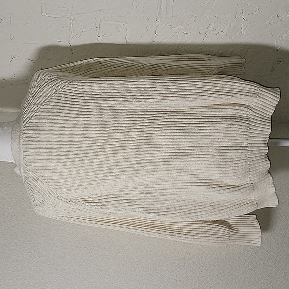 Free Assembly Cardigan Grandpa Sweater Button Down Cream Knit Ribbed XXL - Picture 2 of 14